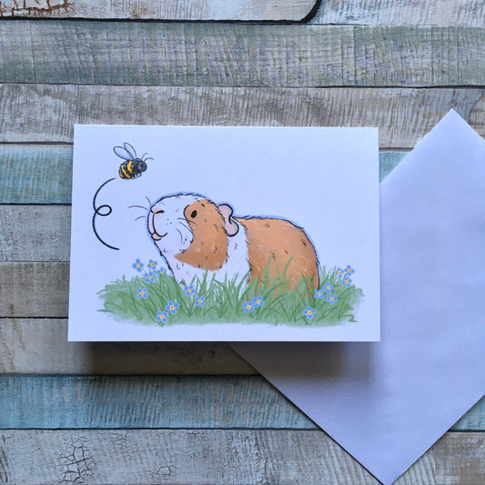 Cute Guinea Pig Greeting Card, A6 Blank Greeting Card, Guinea Pig Lover Greeting Card