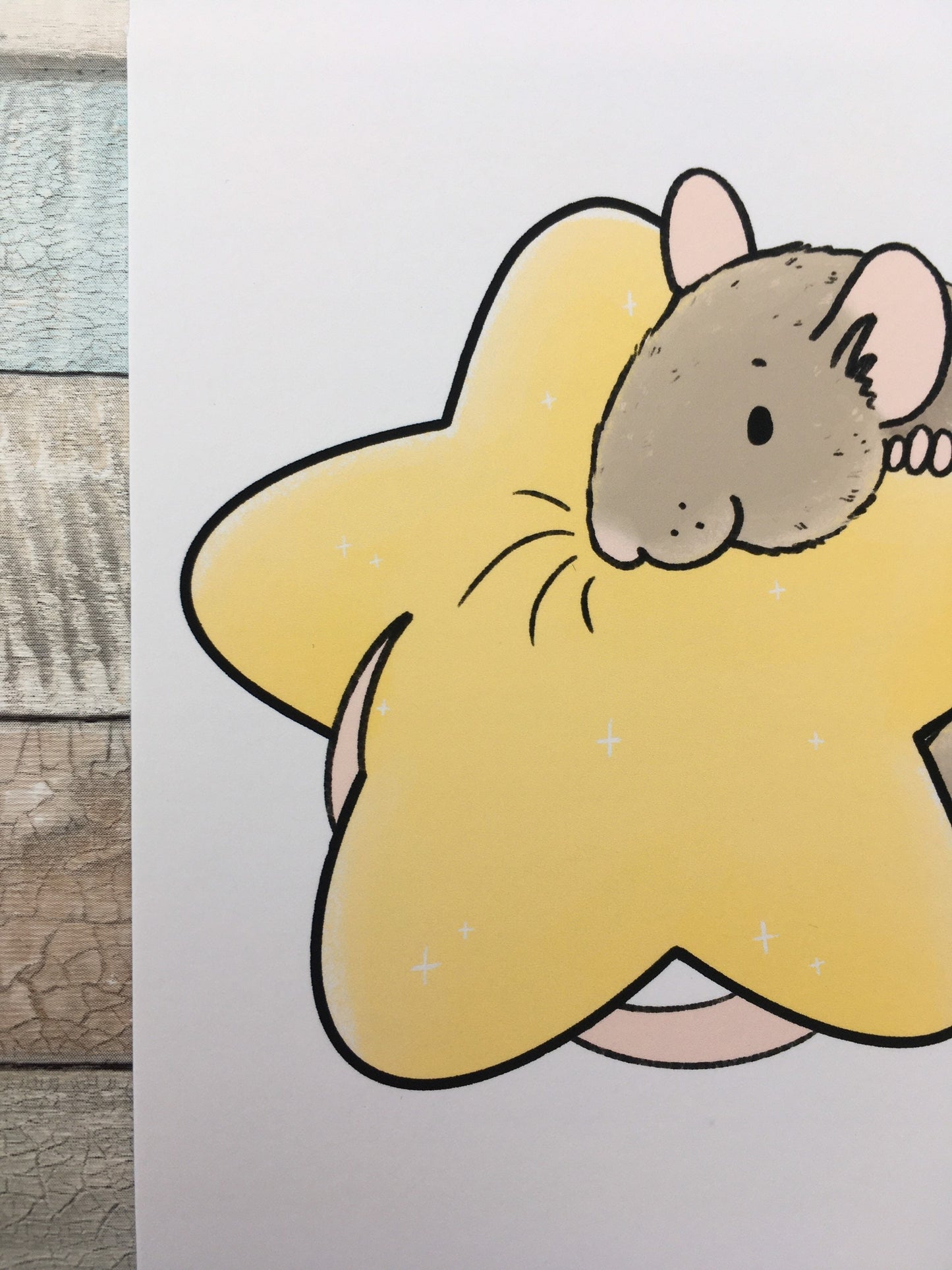 Star Space Rat Art Print - 6 x 4 Inch and A5 Sizes - Cute Rat Wall Art - Fancy Rat Gift