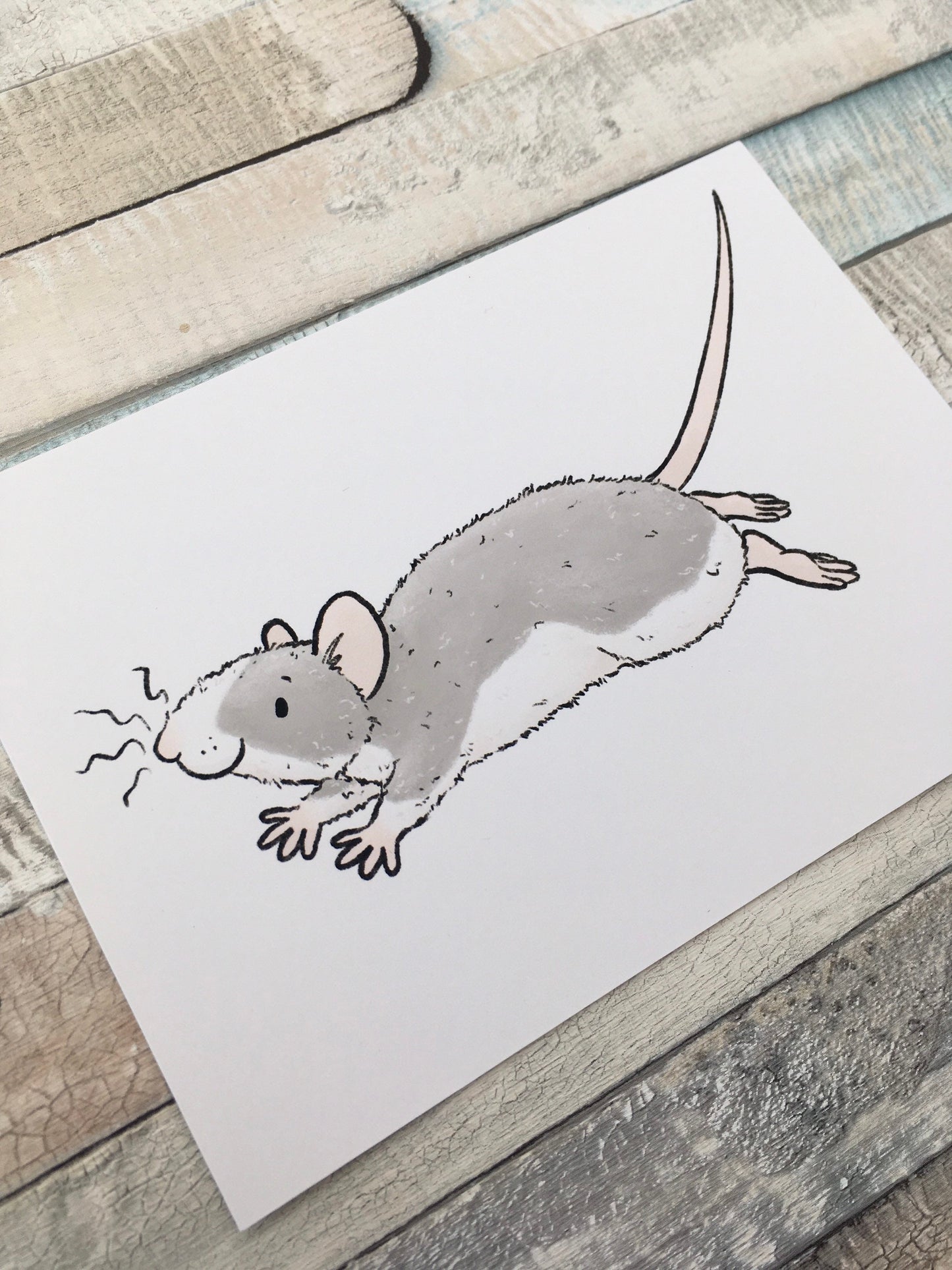Keira Fancy Rat Art Print - A5 and 6 x 4 Inch Sizes - Fun Pet Rat Wall Art - Rex Roan Rat Art - Rat Gift