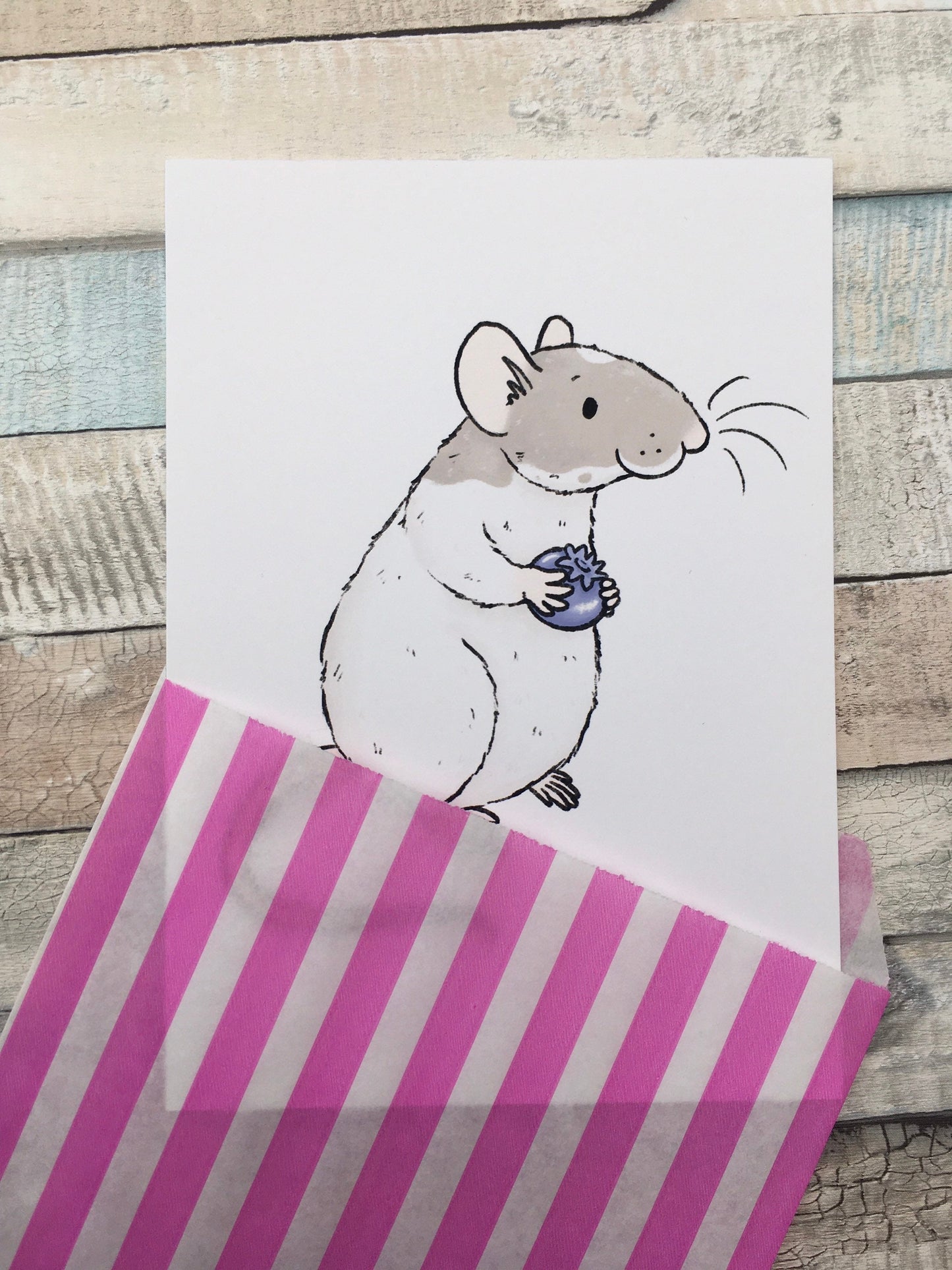 Evie Rat Art Print - A5 and 6 x 4 Inch Sizes - Cute Fancy Rat Wall Art - Pet Rat Gift