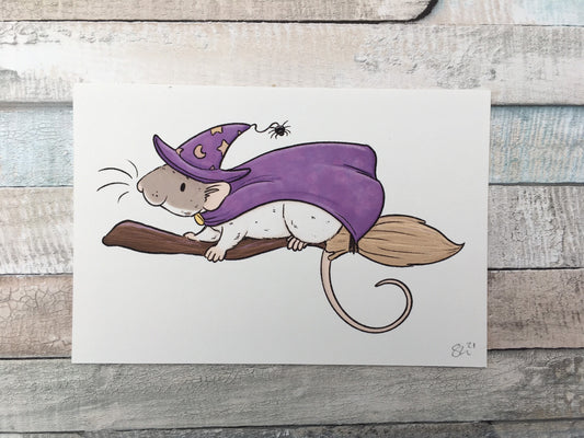 Amelia The Witchy Rat A5 Art Print