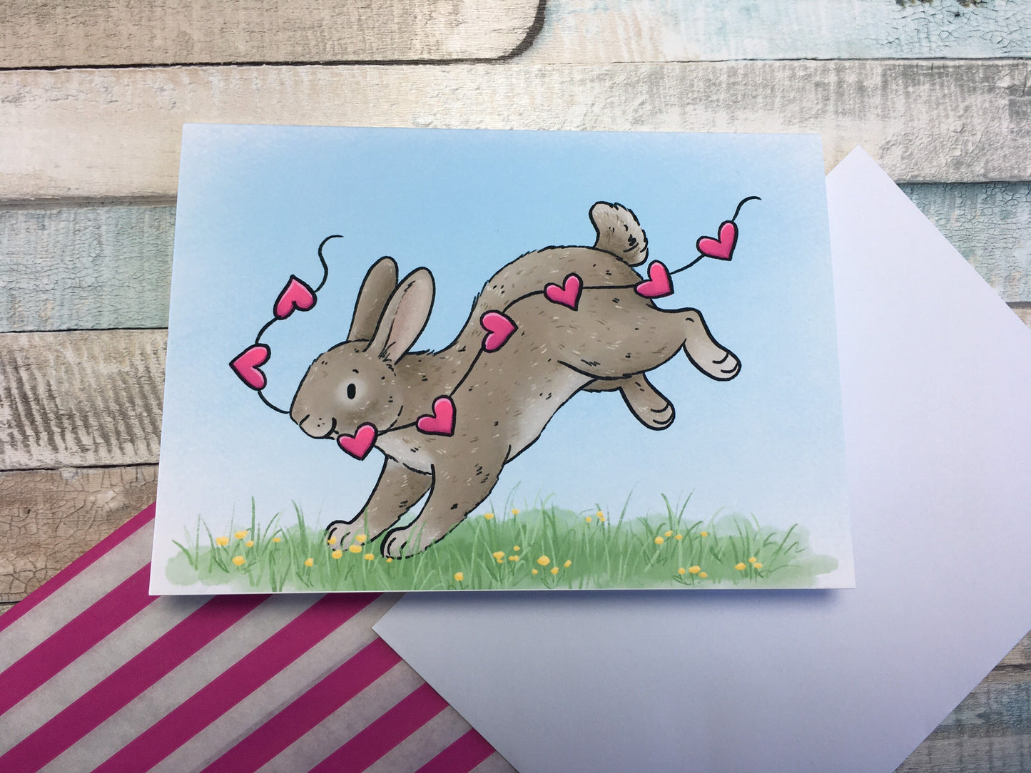 Bunny Love A6 Greeting Card - Cute Brown Rabbit Blank Greeting Card - Bunny Valentine