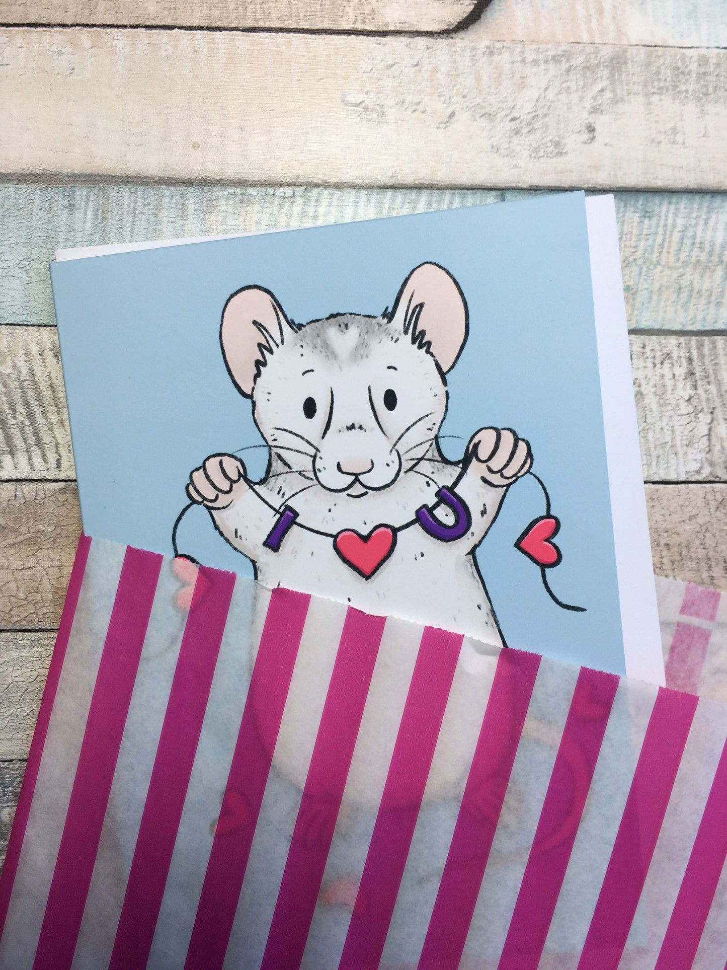 I Love You Rat A6 Greeting Card - Cute Roan Rat Blank Greeting Card - Ratty Love Card - Rat Valentine