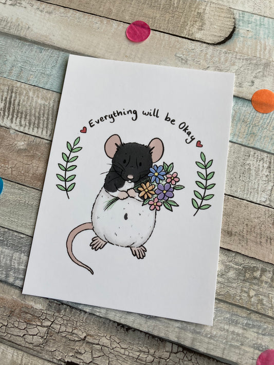Be Okay Rat A6 Postcard