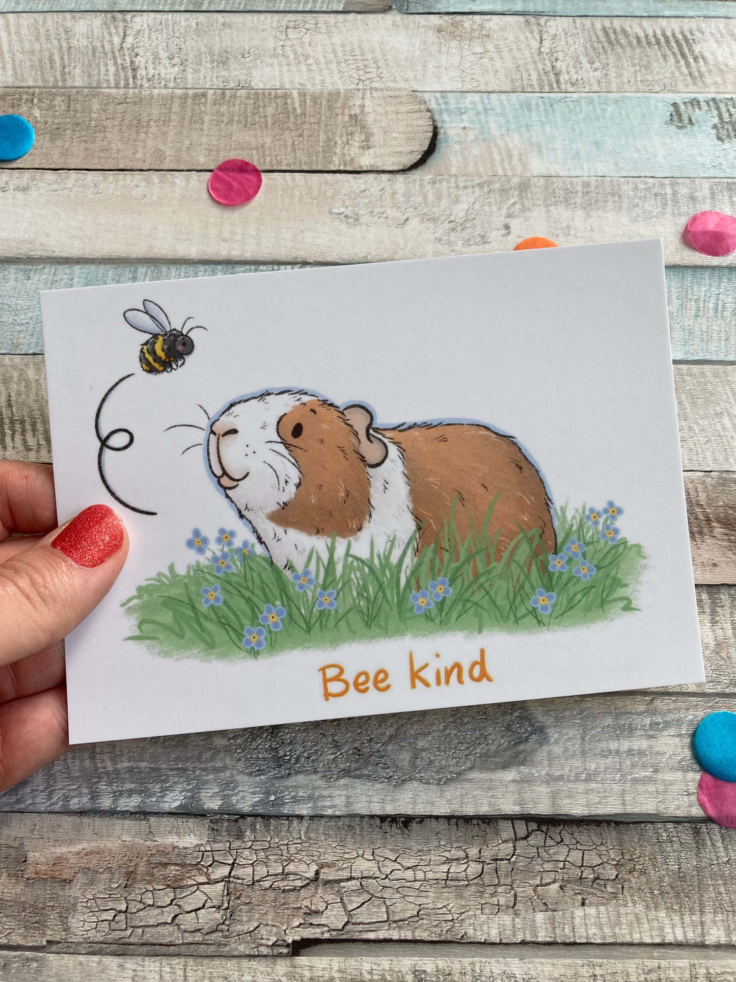 Bee Kind Guinea Pig A6 Postcard