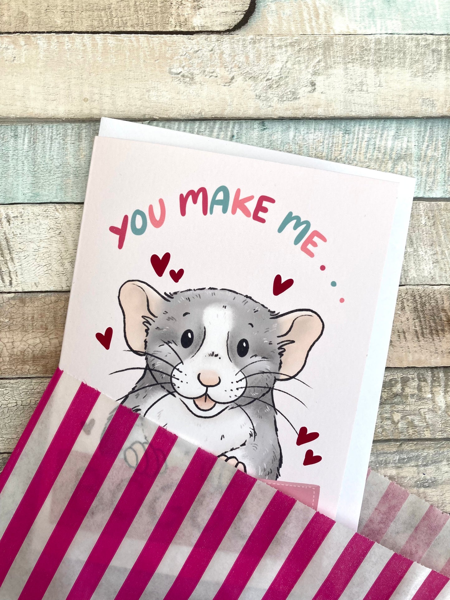 You Make Me Boggle | Cute Fancy Rat Greeting Card | Pet Rat Valentine