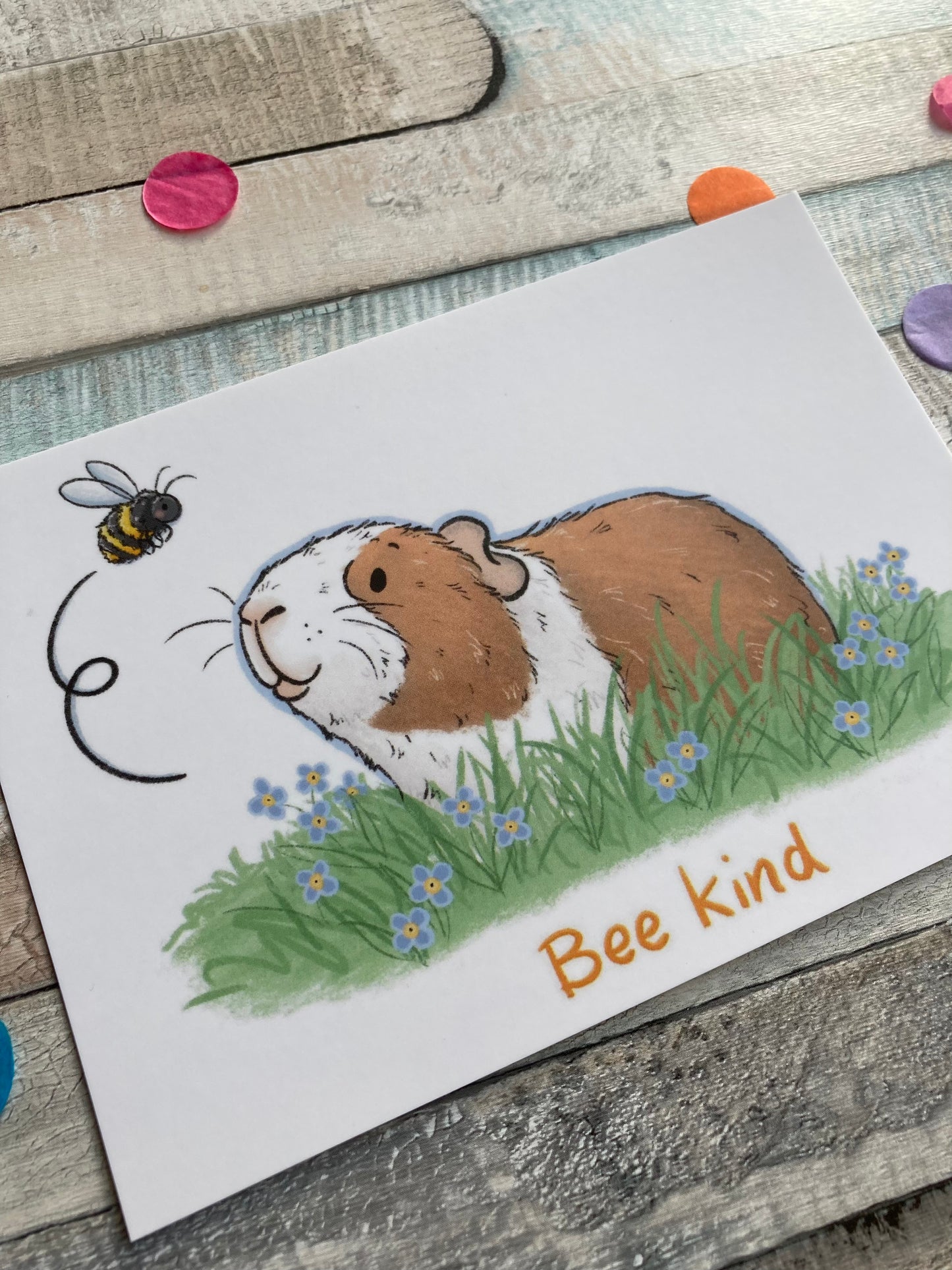 Bee Kind Guinea Pig A6 Postcard